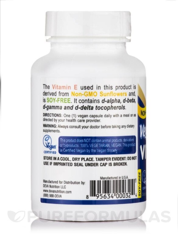 Vegan Vitamin E 400 IU with Mixed Tocopherols - 90 Vegan Capsules - Alternate View 2