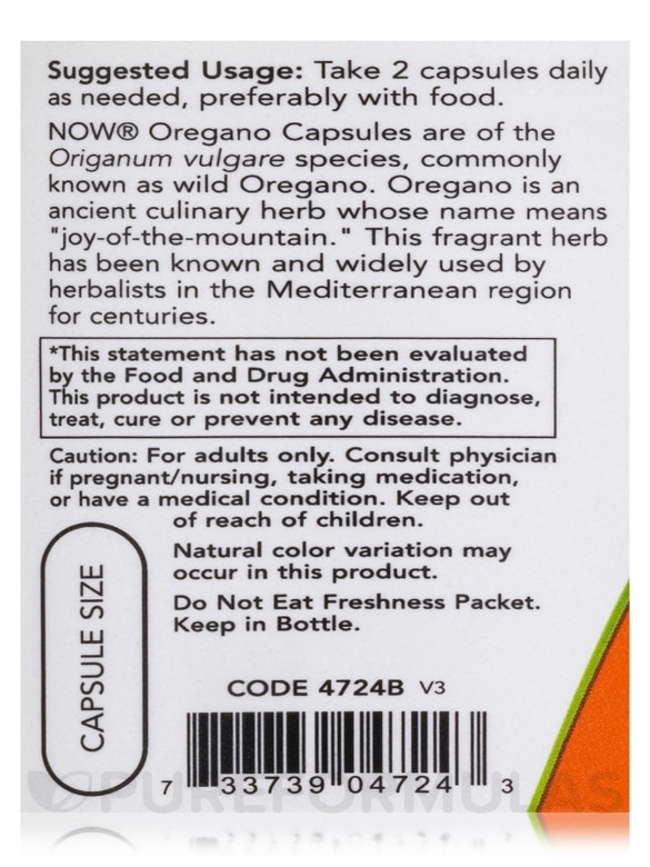 Oregano 450 mg - 100 Capsules - Alternate View 4