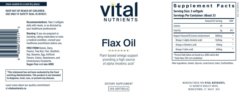 Flax Oil - 100 Softgels - Alternate View 4