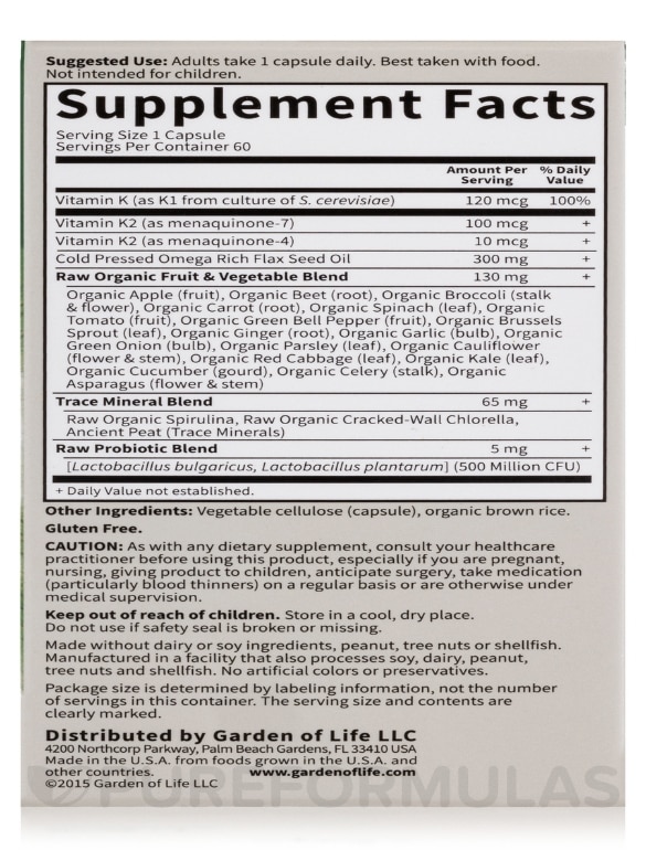 Vitamin Code® - Raw K Complex - 60 Vegan Capsules - Alternate View 7