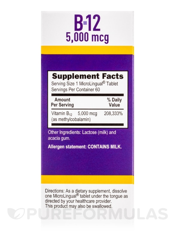 NO SHOT Methylcobalamin B12 5000 mcg - 60 MicroLingual® Tablets - Alternate View 4