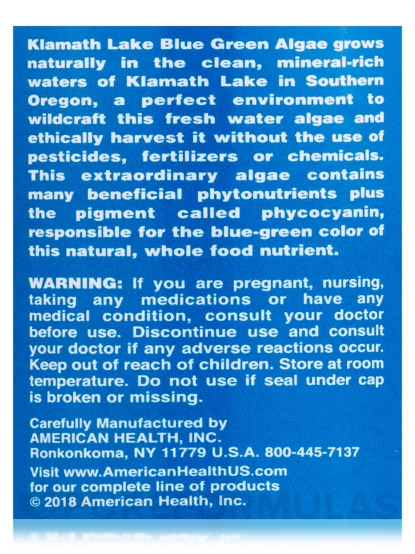 Klamath Shores® Blue Green Algae 500 mg - 120 Capsules - Alternate View 5