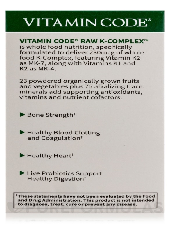 Vitamin Code® - Raw K Complex - 60 Vegan Capsules - Alternate View 9