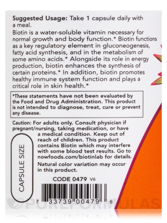 Biotin 10 mg (Extra Strength) - 120 Veg Capsules - Alternate View 4