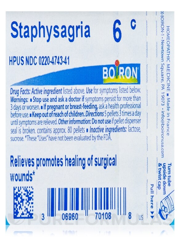 Staphysagria 6c - 1 Tube (approx. 80 pellets) - Alternate View 4