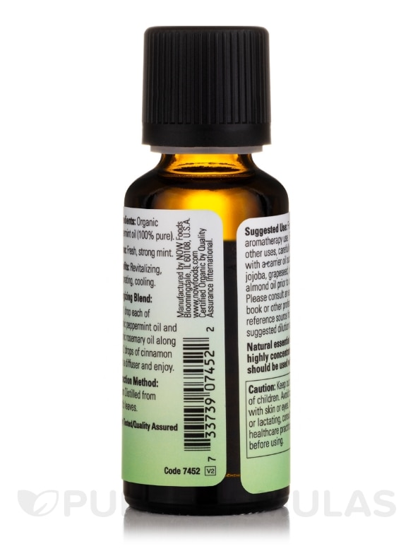 NOW® Organic Essential Oils - Peppermint Oil - 1 fl. oz (30 ml) - Alternate View 2