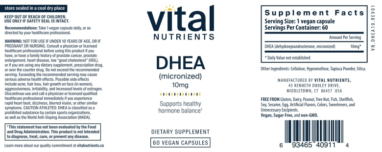 DHEA (Micronized) 10 mg - 60 Vegetarian Capsules - Alternate View 4