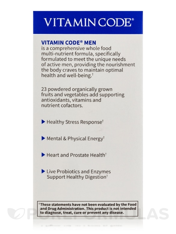 Vitamin Code® - Men's Multivitamin Capsules - 120 Vegetarian Capsules - Alternate View 6