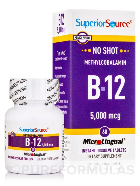 NO SHOT Methylcobalamin B12 5000 mcg - 60 MicroLingual® Tablets - Alternate View 1