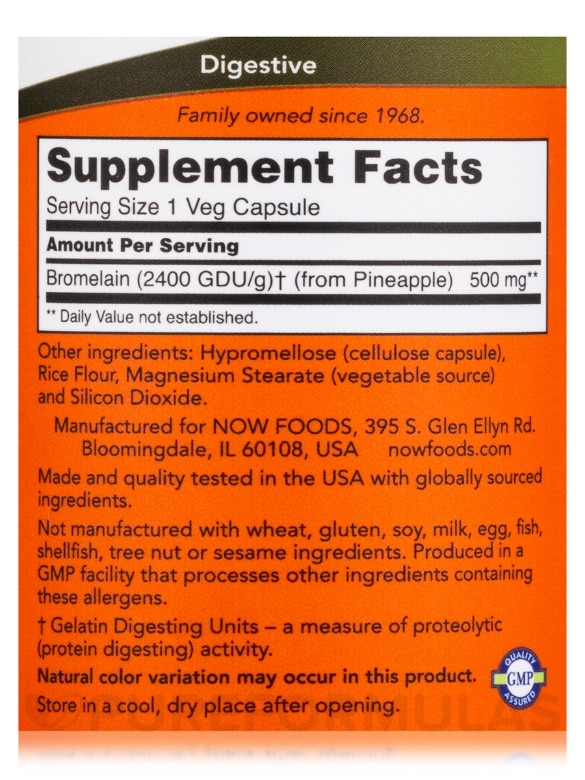 Bromelain 2400 GDU/g 500 mg - 120 Vegetable Capsules - Alternate View 3