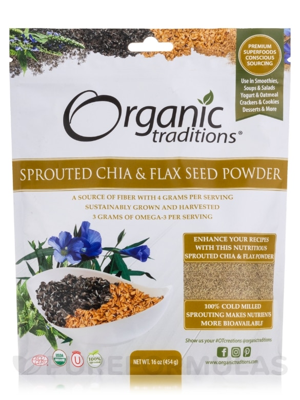 Sprouted Chia and Flax Seed Powder - 16 oz (454 Grams)