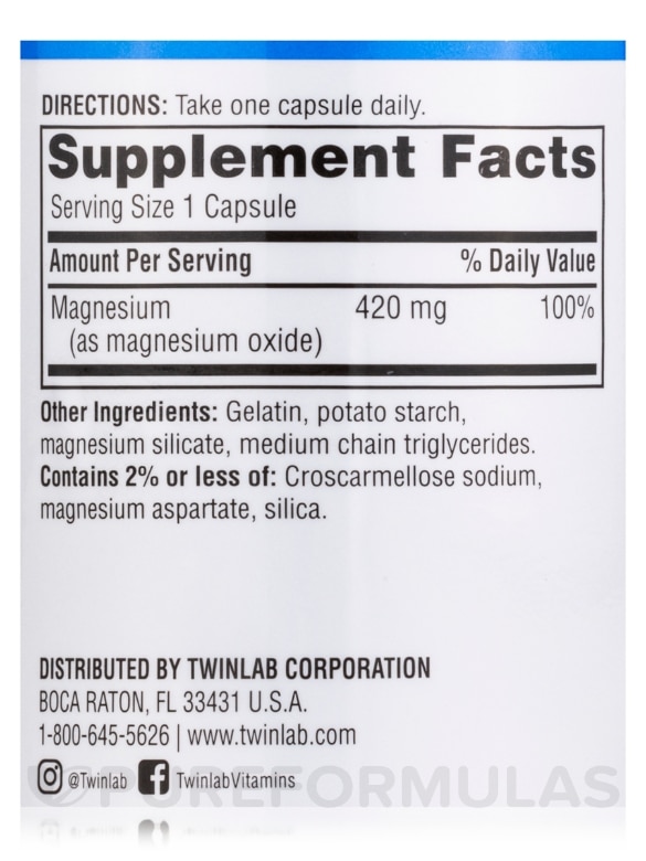 Magnesium 420 mg - 100 Capsules - Alternate View 3