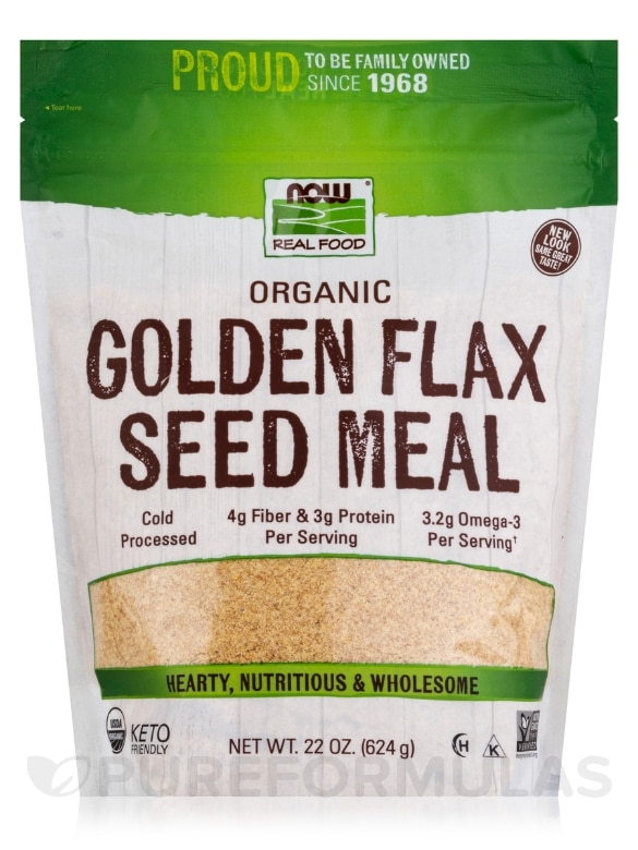 NOW Real Food® - Organic Golden Flax Seed Meal - 22 oz (624 Grams)