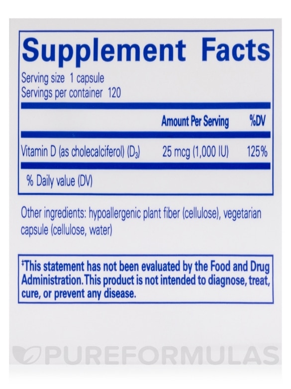 Vitamin D3 1,000 IU - 120 Capsules - Alternate View 4
