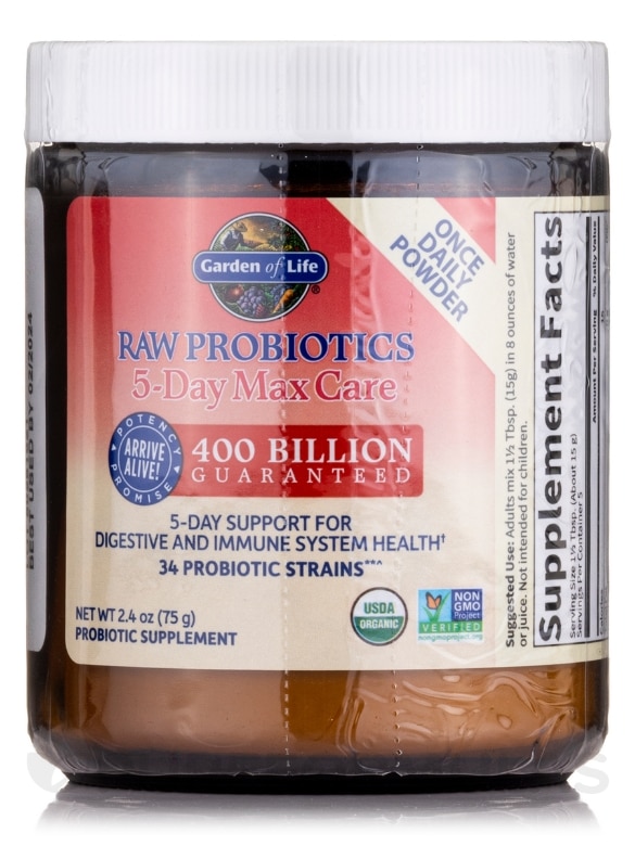 Raw Probiotics 5-Day Max Care - 2.4 oz (75 Grams) - Alternate View 2