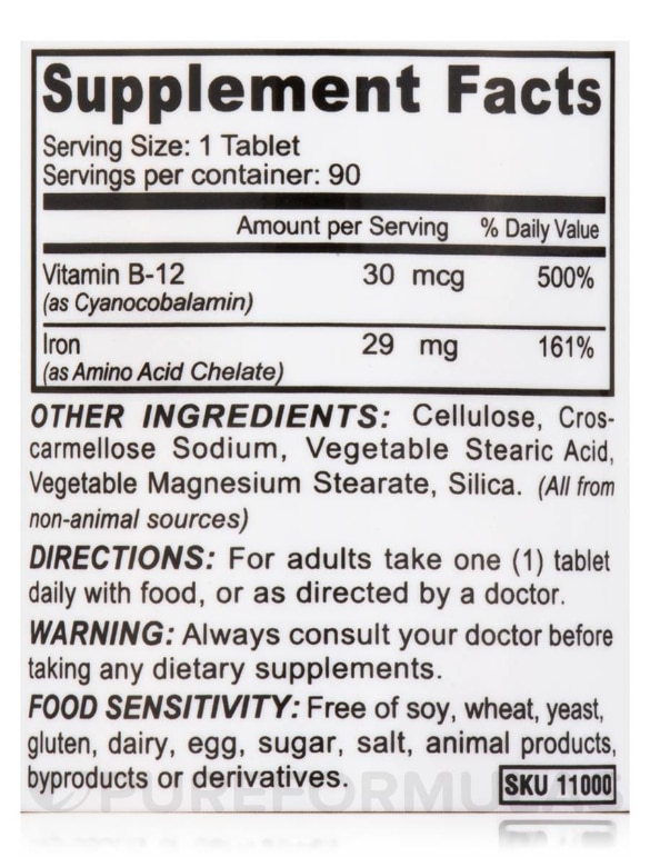 Vegan Chelated Iron 29 mg - 90 Tablets - Alternate View 3