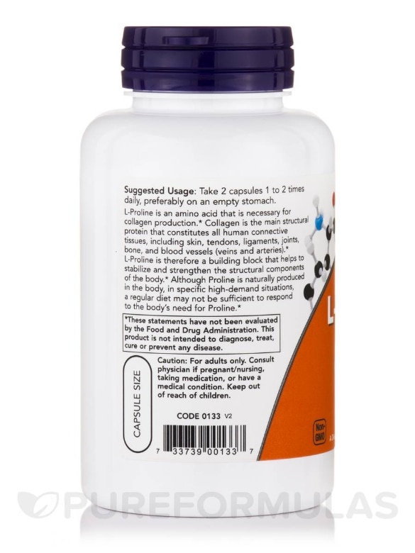 L-Proline 500 mg - 120 Veg Capsules - Alternate View 2