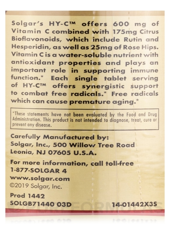 HY-C™ (600 mg Vitamin C with 100 mg Bioflavanoids) - 250 Tablets - Alternate View 6