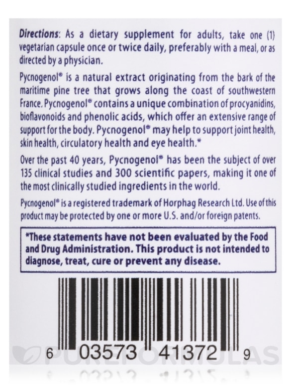Pycnogenol® 100 mg - 60 Veggie Capsules - Alternate View 4
