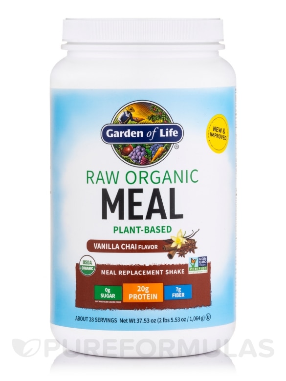 Raw Organic Meal Powder, Vanilla Spiced Chai Flavor - 32 oz (907 Grams)
