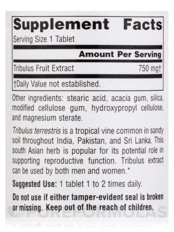 Tribulus Extract 750 mg - 60 Tablets - Alternate View 3