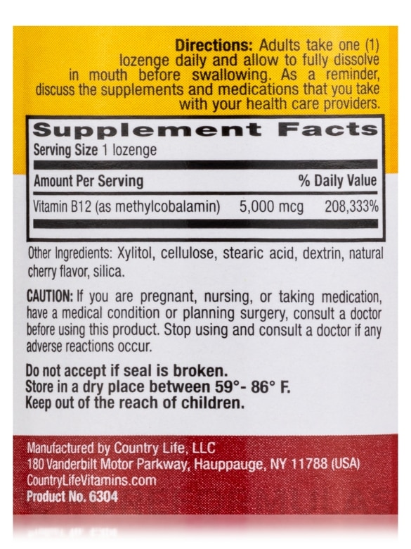 Methyl B12 5000 mcg (Cherry Flavor) - 60 Lozenges - Alternate View 3