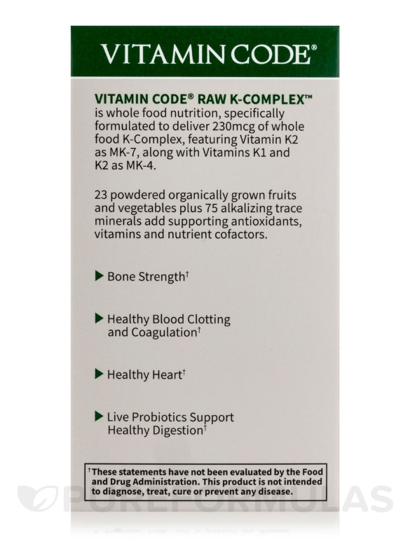 Vitamin Code® - Raw K Complex - 60 Vegan Capsules - Alternate View 6