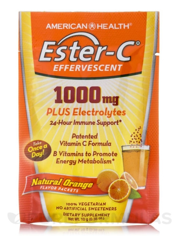 Ester-C® 1000 mg Effervescent Orange Powder - 1 Box of 21 Single Serving Packets - Alternate View 5