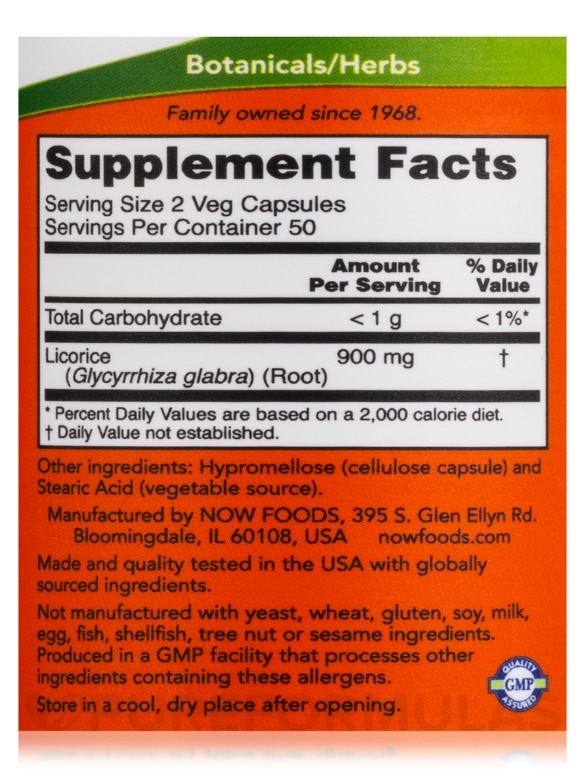 Licorice Root 450 mg - 100 Capsules - Alternate View 3