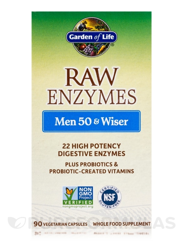 Raw Enzymes™ Men 50 & Wiser - 90 Vegetarian Capsules - Alternate View 3
