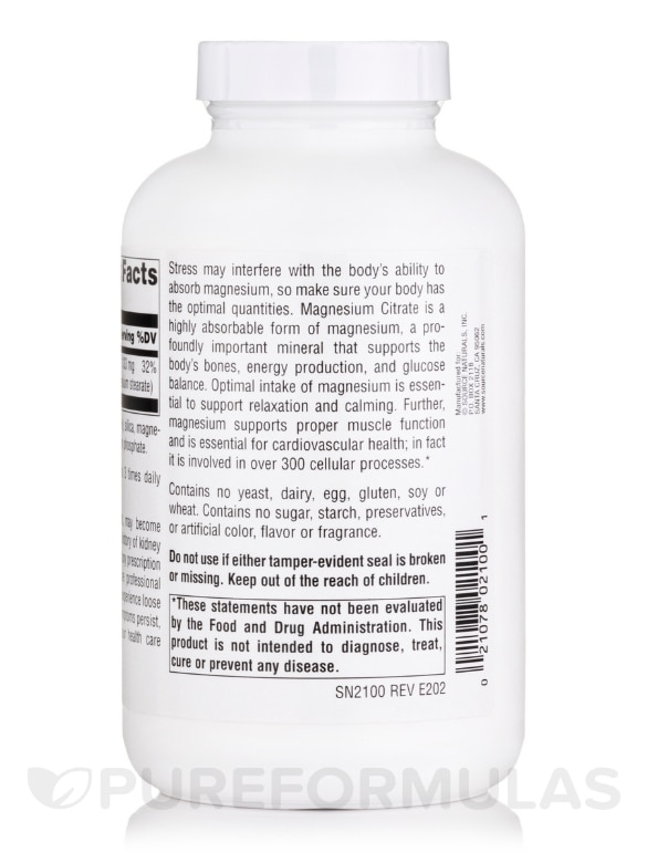 Magnesium Citrate 133 mg - 180 Capsules - Alternate View 2