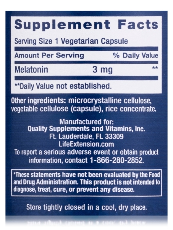 Melatonin 3 mg - 60 Capsules - Alternate View 3