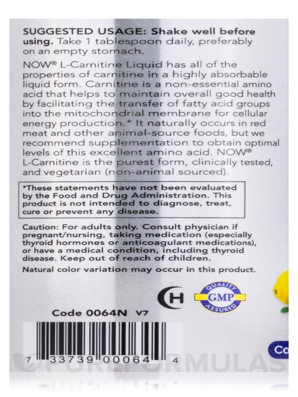 NOW® Sports - Liquid L-Carnitine 3000 mg