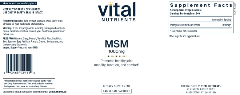 MSM 1000 mg - 240 Capsules - Alternate View 4