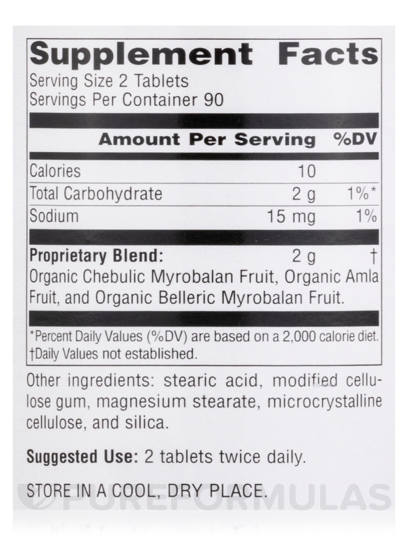 Triphala 1000 mg - 180 Tablets - Alternate View 3