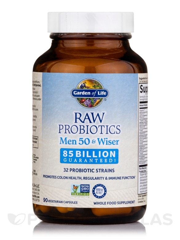 Raw Probiotics Men 50 & Wiser - 90 Vegetarian Capsules - Alternate View 2
