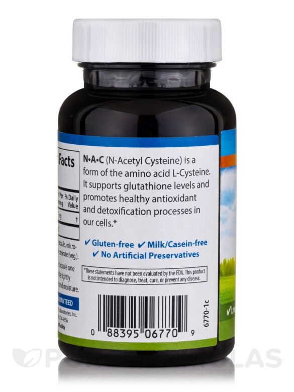 NAC N-Acetyl Cysteine 500 mg - 60 Capsules - Alternate View 2