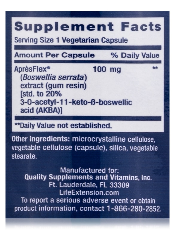 5-LOX Inhibitor with ApresFlex 100 mg - 60 Vegetarian Capsules - Alternate View 3