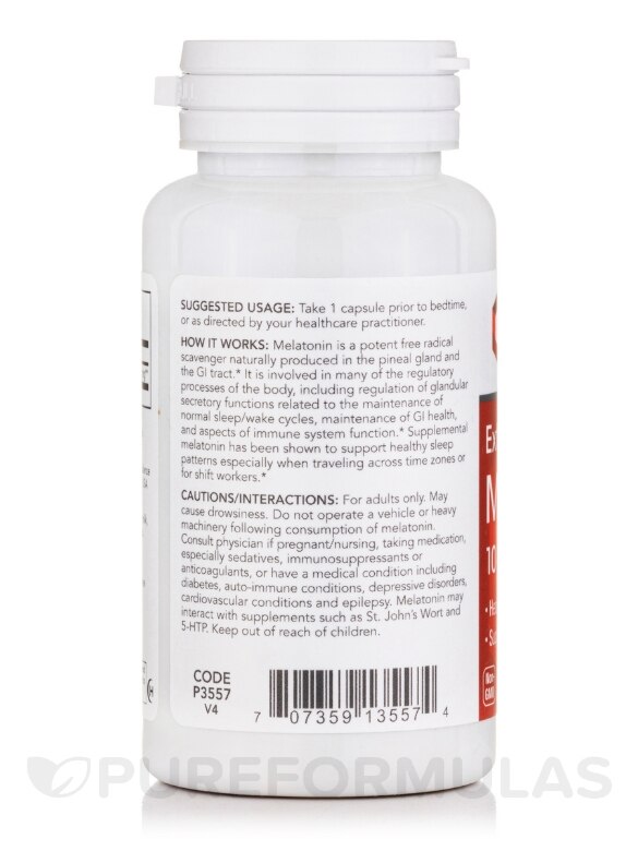 Melatonin 10 mg (Extra Strength) - 100 Veg Capsules - Alternate View 2