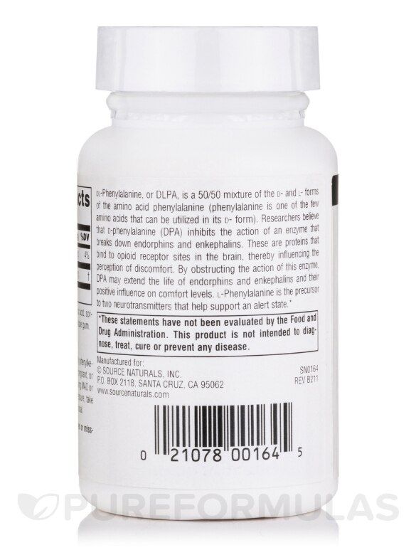 DLPA (DL-Phenylalanine) 750 mg - 30 Tablets - Alternate View 2
