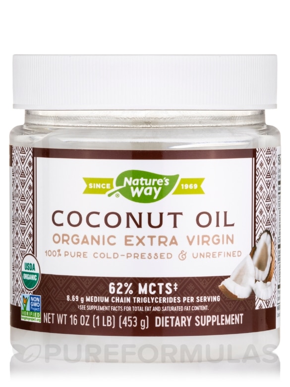 Organic Extra Virgin Coconut Oil - 16 oz (454 Grams)