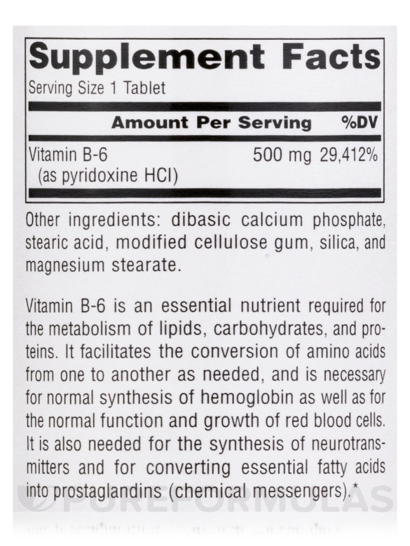 B-6 500 mg - 100 tablets - Alternate View 4