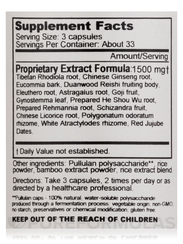 Super Adaptogen 500 mg - 100 Vegetarian Capsules - Alternate View 4
