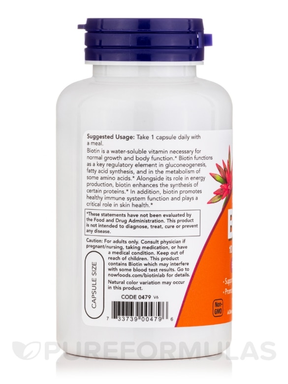 Biotin 10 mg (Extra Strength) - 120 Veg Capsules - Alternate View 2