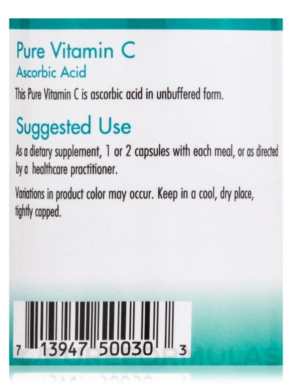 Pure Vitamin C (Ascorbic Acid) - 100 Vegetarian Capsules - Alternate View 4