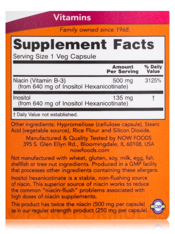 Flush-Free Niacin 500 mg - 180 Veg Capsules - Alternate View 3