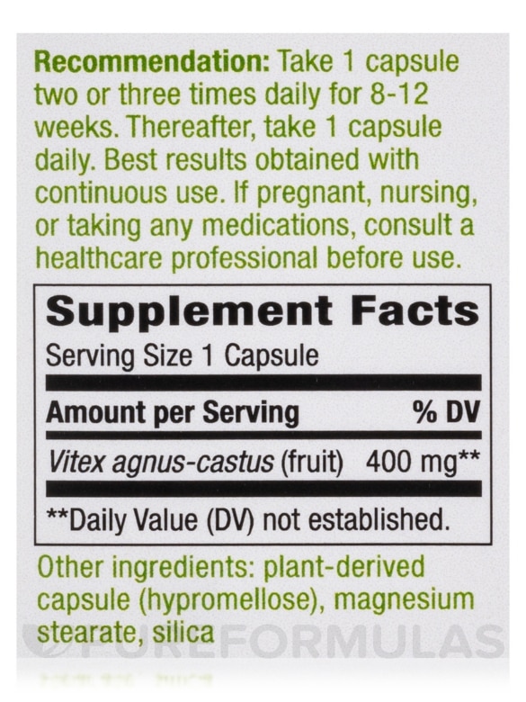 Vitex Fruit 400 mg - 100 Capsules - Alternate View 4