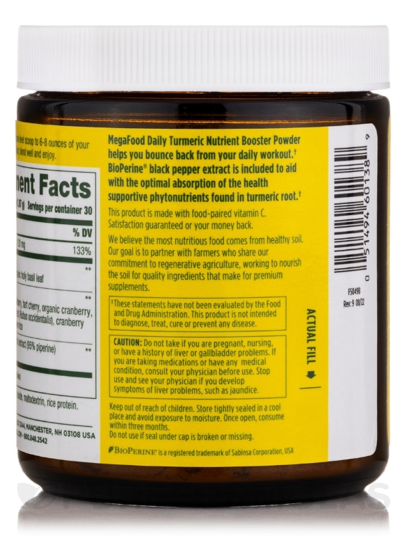Daily Turmeric Nutrient Booster Powder™ - 30 Servings (2.08 oz / 59.1 Grams) - Alternate View 2