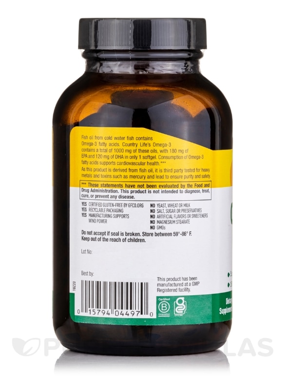 Omega-3 1000 mg Fish Oil - 100 Softgels - Alternate View 2