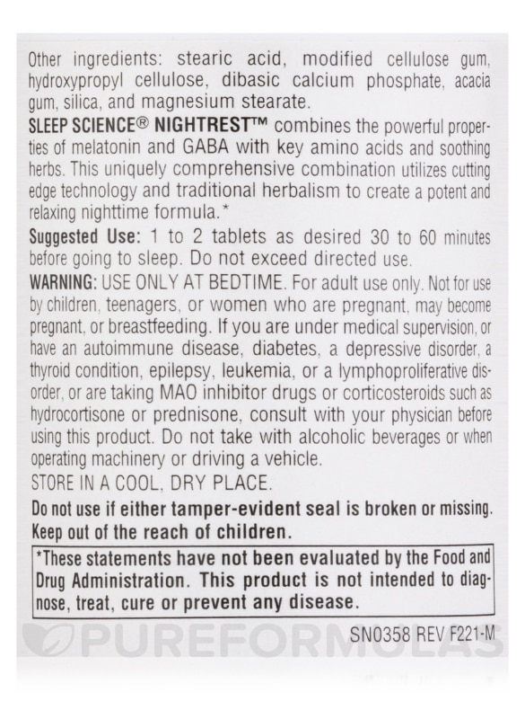 Sleep Science® Night Rest™ with Melatonin - 100 Tablets - Alternate View 5